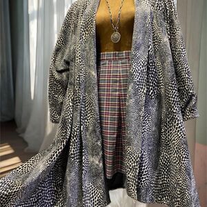 Vintage Y2K Whimsigoth Grunge Punk Structured Regency Glam Leopard Print Coat